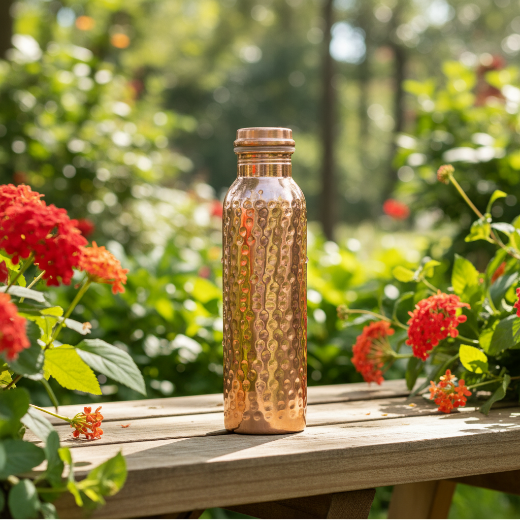 Hammered Pure Copper Water Bottle - 950 ml