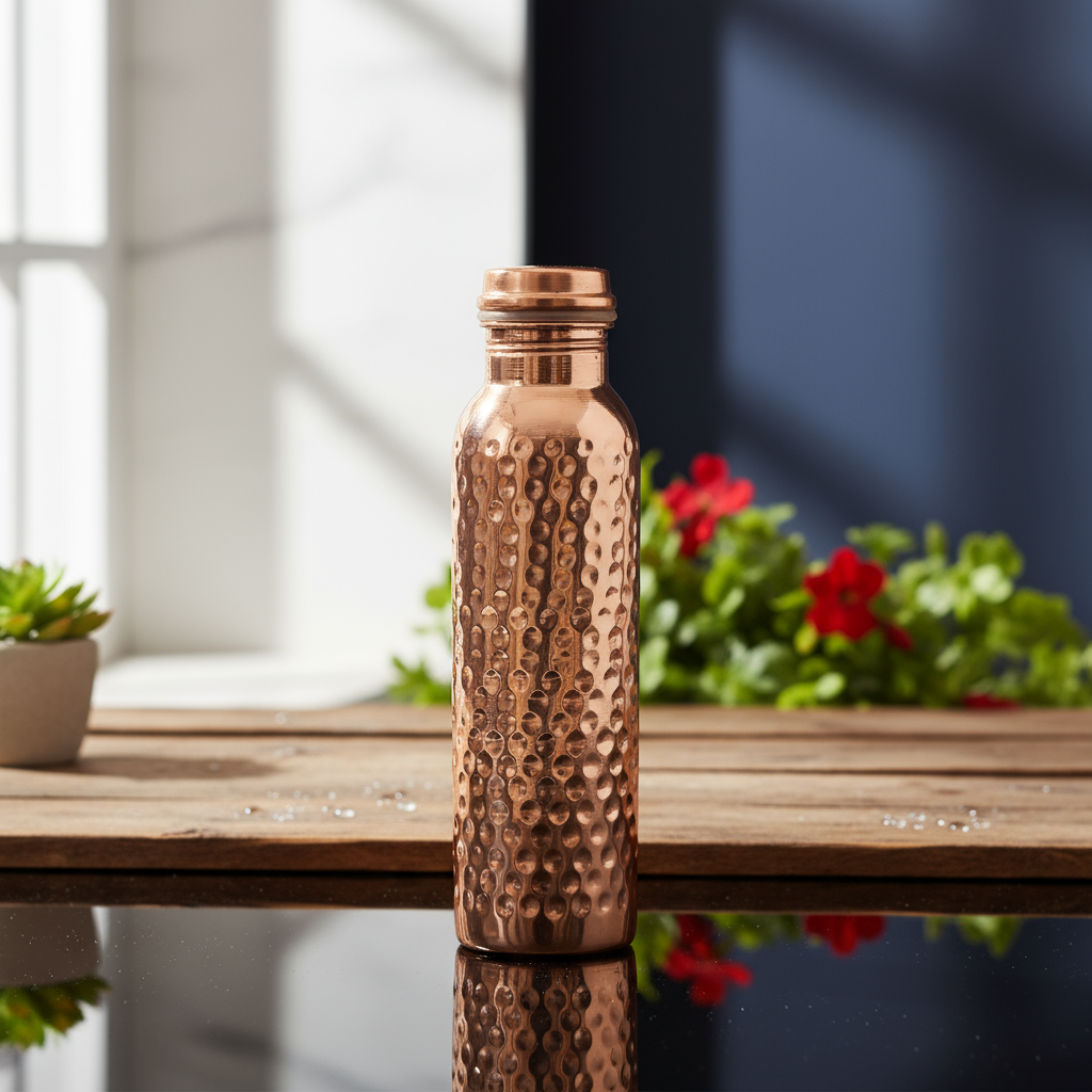 Hammered Pure Copper Water Bottle - 950 ml