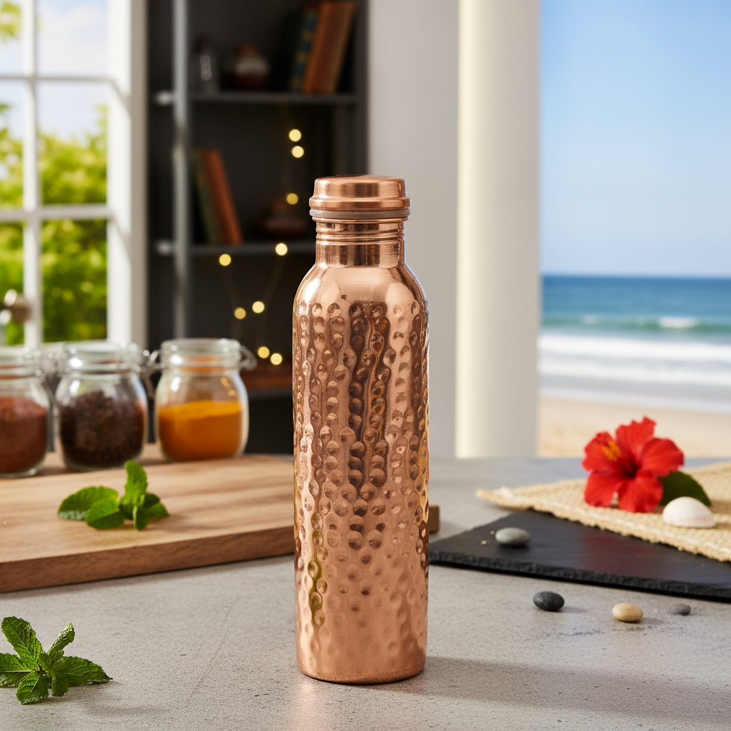 Hammered Pure Copper Water Bottle - 950 ml