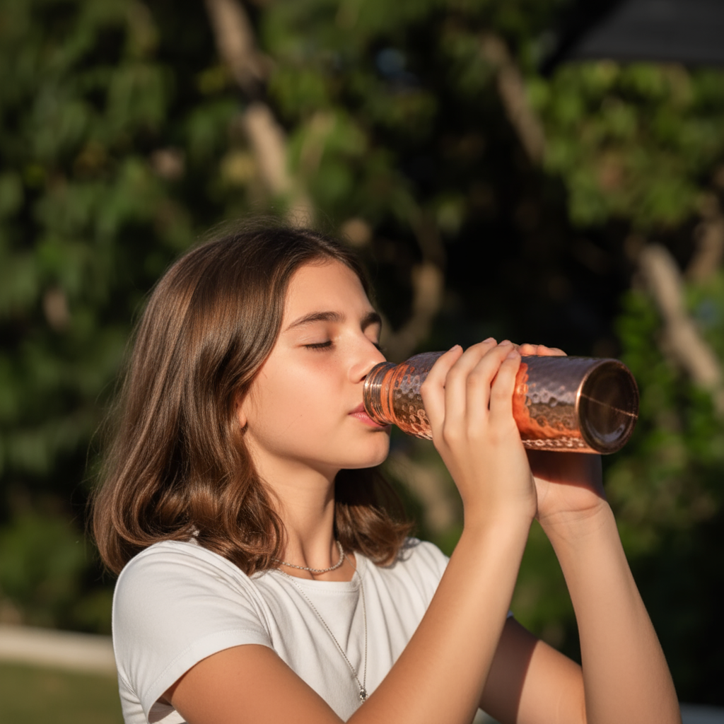 Hammered Pure Copper Water Bottle - 950 ml